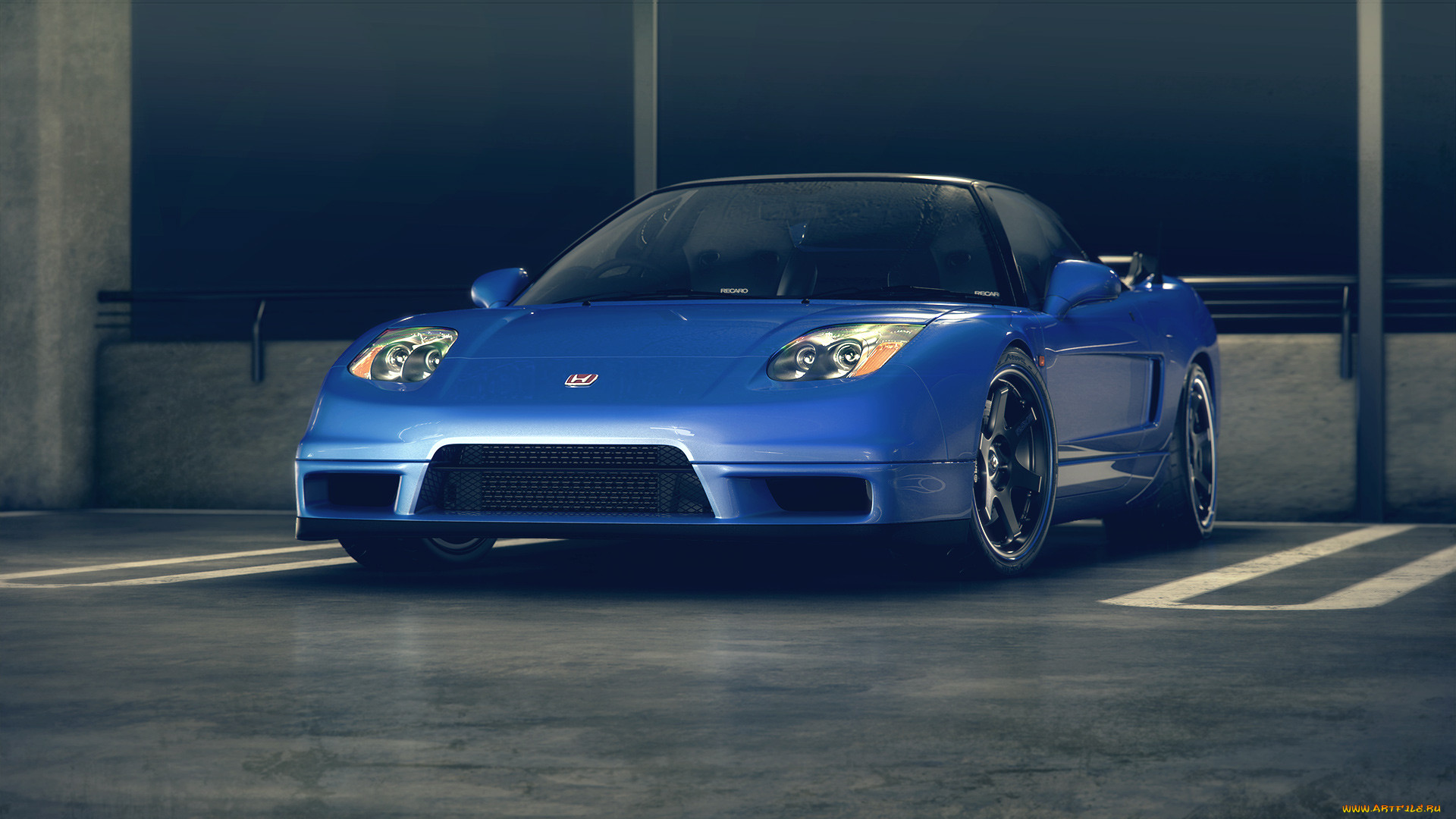 , 3, parked, nsx, honda, blue